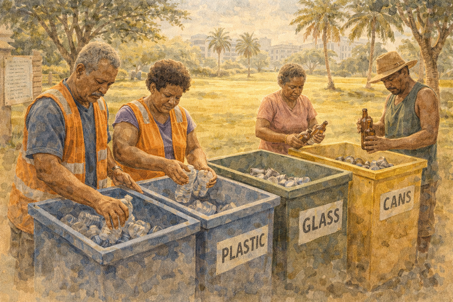 Fiji, Fidschi Suvas Recycler treten aus dem Schatten