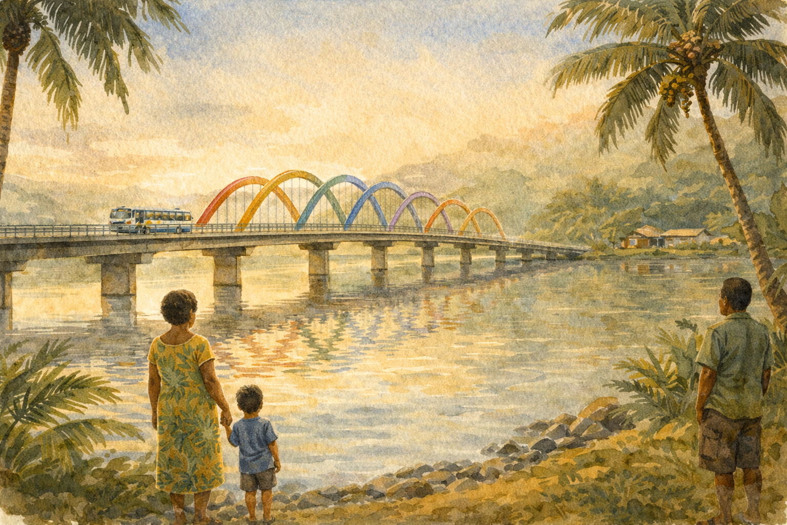 India, Indien 13.000 Inselbewohner in Kerala haben nach 50 Jahren eine Brücke