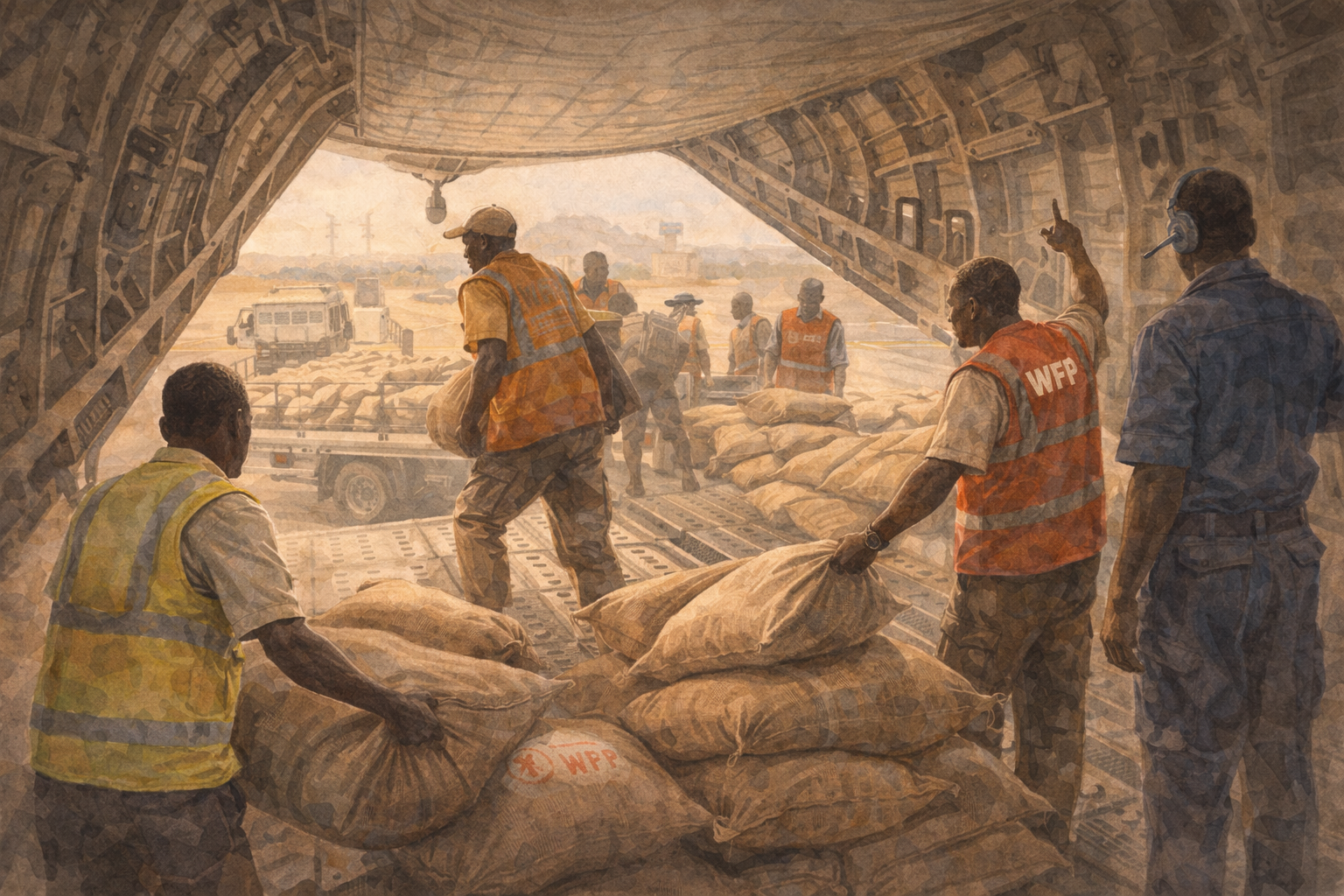 South Sudan, Südsudan 30 Tonnen fallen vom Himmel und machen einen Ort wieder erreichbar