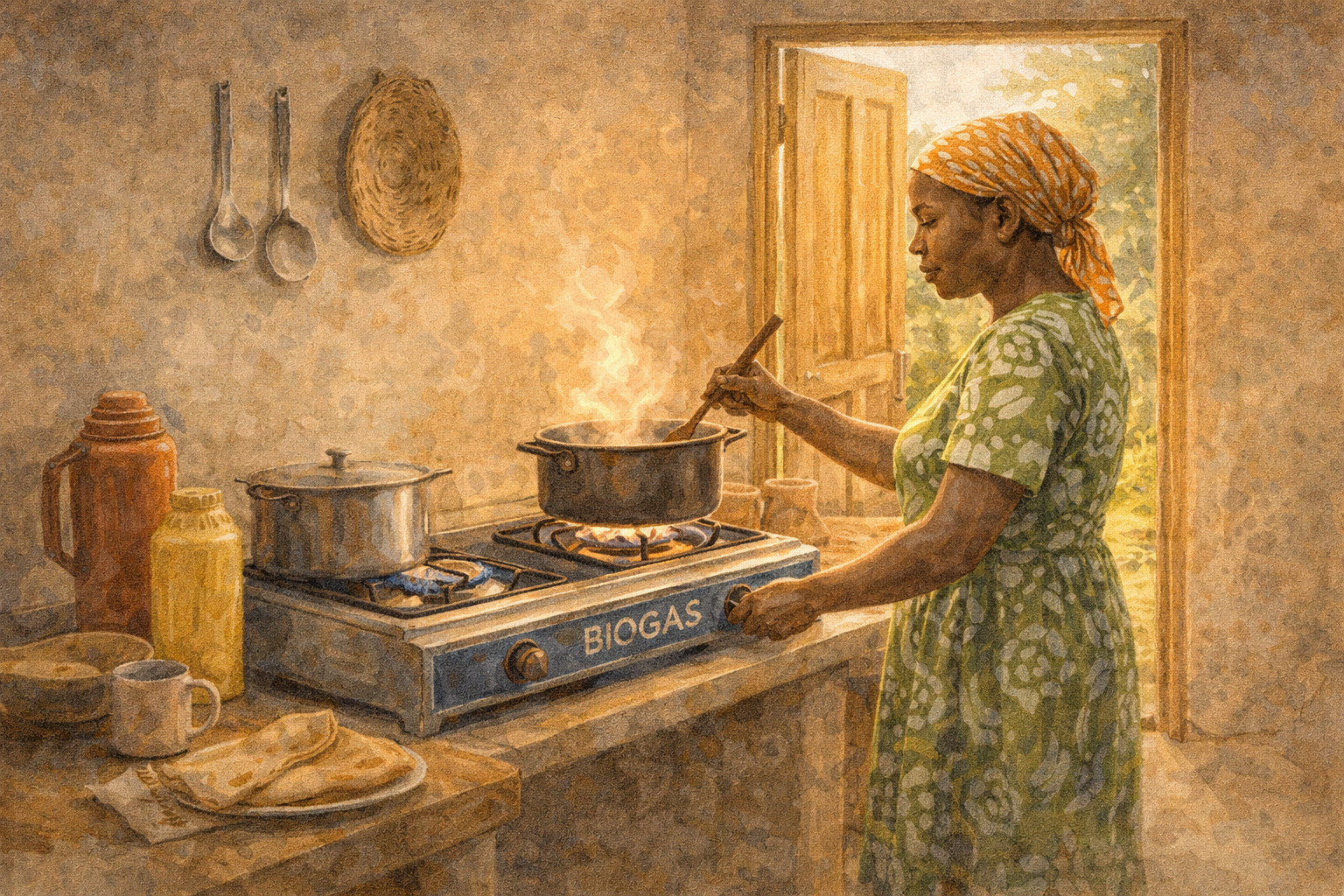 Kenya, Kenia In Siongiroi macht eine Jugendgruppe mit Biogas Küchen sauberer und den Waldrand ruhiger