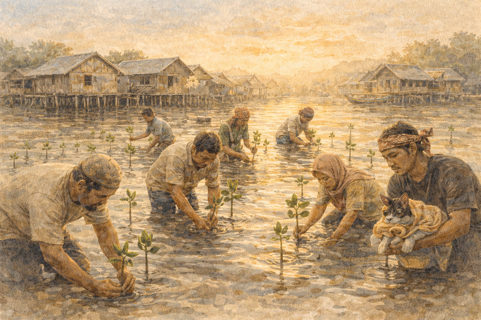 Indonesia, Indonesien Torosiaje pflanzt weiter, was das Leben als Fischerdorf schützt